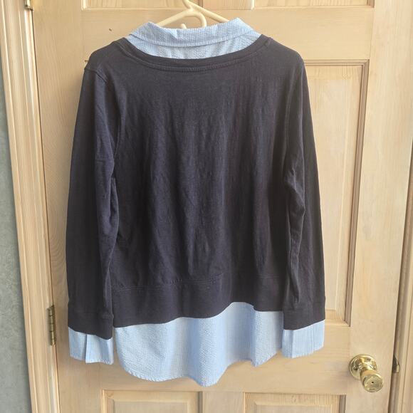 🎄 Tommy Hilfiger EUC sweater collared shirt combo long sleeve XL light blue - Picture 4 of 17